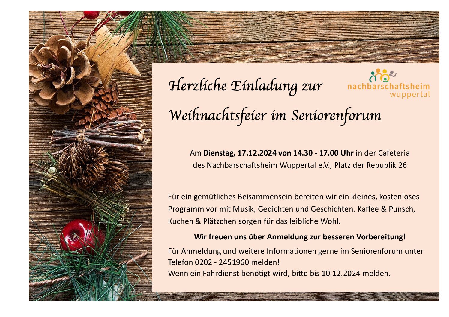 Weihnachtsfeier im Seniorenforum